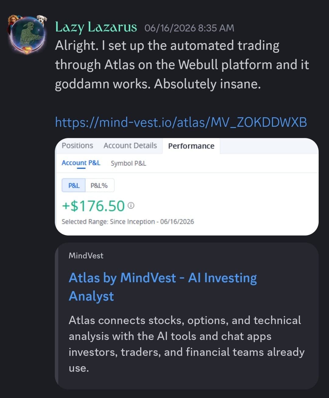 Atlas user result